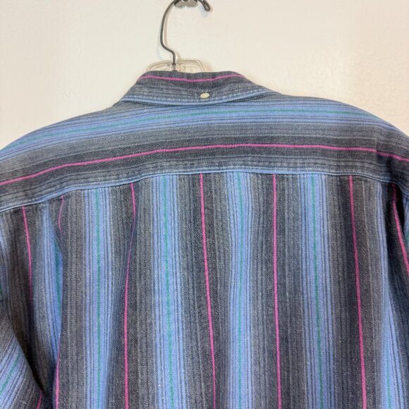 Ralph Lauren Vintage Chaps Shirt Blue Western Striped Button Down 90s Large - Picture 5 of 8